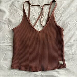Vuori Ribbed Camisole in Rust Brown/Pink
